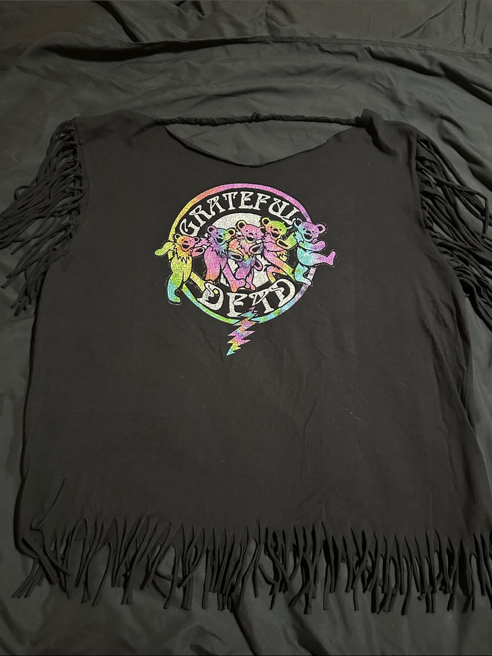 Grateful Dead Rainbow Dancing Bears Fringe Tee